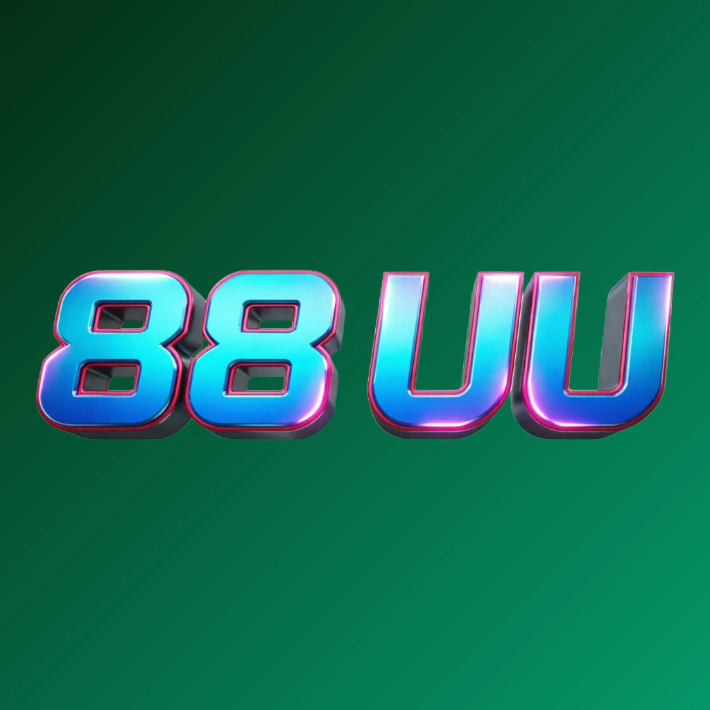 Bold 3D gaming logo with the text '88 UU' in energetic colors, featuring a modern esports-inspired horizontal rectangular wordmark design by 88 UU on a transparent background
